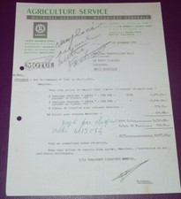 Ancienne facture Agriculture Service Machines Agricoles BM Volvo Tracteurs 1974