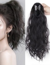 Postiche Court Bouclé Extension Queue De Cheval Synthétique Noir Femme À Pince