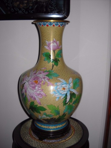 Cloisonne vase bronze emaux - bronze,