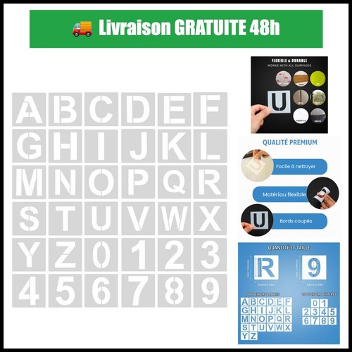 Pochoirs lettres chiffres - lettres, et