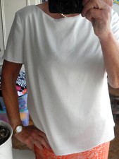 Top blouse UN JOUR AILLEURS 44 satinée blanc nuque fantaisie