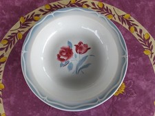 Plat Rond Creux Faience Sarreguemines Digoin Modèl Alésia Déco Roses Bleues 29cm