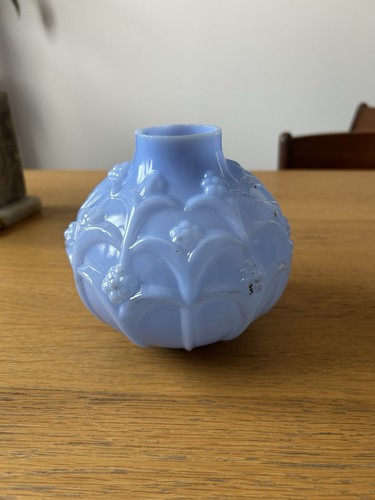 Vase opaline bleue cla made - opaline,