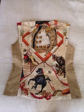 RARE GILET VEST VINTAGE FEMME HERMES "CORRIDA" TAILLE 36 EXCELLENT ETAT 