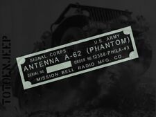 PLAQUETTE LABEL RADIO ANTENNA ANTENNE PHANTOM A62 A ALU ... JEEP WILLYS US WW2
