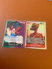 cartes ONE PIECE lot de 2 cartes MONKEY D LUFFY ( 1 LEADER + 1 SECRET RARE) OP12