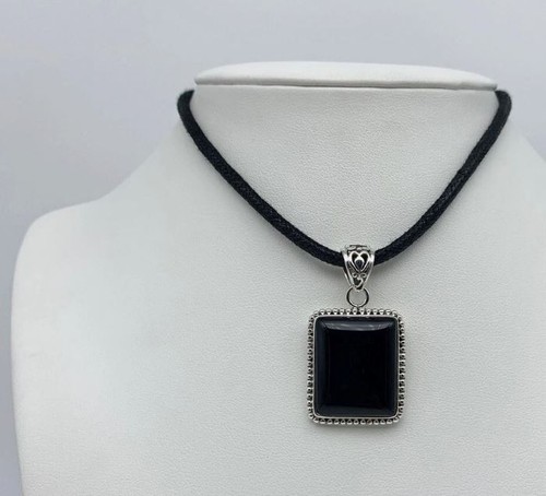 Pendentif rectangle onyx noir - rectangle,