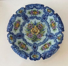 Ancien Grand Plat Décoratif en Faïence Vestal Alcobaça - Peint à la Main