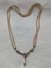 Bijou ancien : collier , multi rangs , perles , pampille.