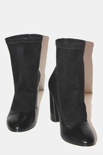 SAN MARINA Bottines Boots Bi Matière Stretch Cuir Noir T 37 TBE