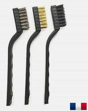Brosse métallique à main jeu 3 mini brosses 1 Nylon 1 Acier inoxydable 1 Laiton