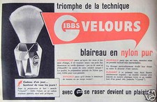PUBLICITÉ GIBBS VELOURS TRIOMPHE DE LA TECHNIQUE BLAIREAU EN NYLON PUR