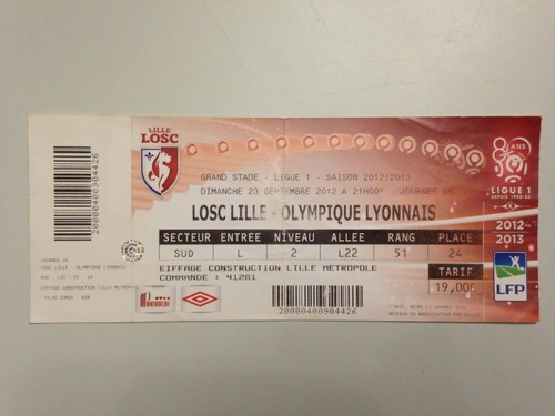 Ticket match lille lyon 23 - lille,