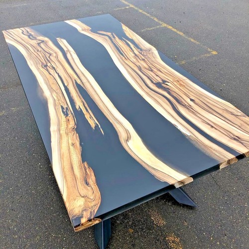 Black epoxy wood table - wood,
