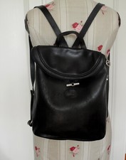 Sac à dos LONGCHAMP roseau argenté en cuir noir texturé