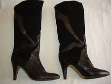 BOTTES PETER KAISER NUBUCK et CUIR VERNIS - Taille 38.5 - Talons 9 cm - NOIR