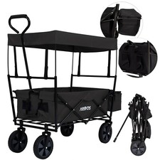 AREBOS Chariot Pliable avec Toit | Chariot de Transport |  2x Poche XXL | Noir
