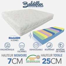 MATELAS 140X190 MOUSSE MEMOIRE DE FORME 25 CM 9 ZONES DE CONFORT PREMIUM