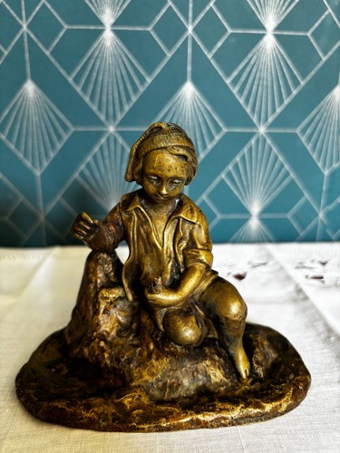 Statue bronze ancien garçon - statue,
