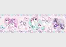 Licorne Autocollant Mural Bordure Fille Chambre Papier Peint Rose Blanc Violet