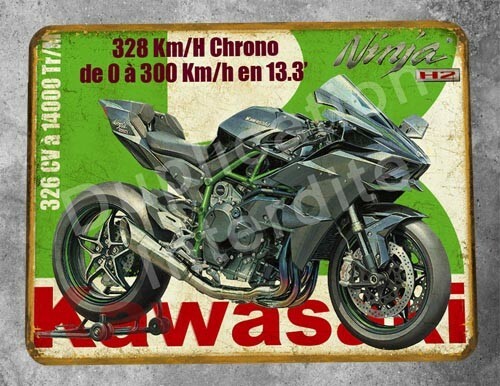 Plaque métal vintage - , kawasaki