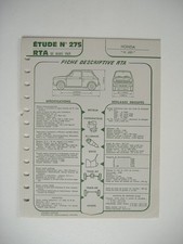 fiche technique RTA n°275 HONDA N 600