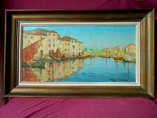TABLEAU HUILE SUR PANNEAU SIGNE CANAL DE MARTIGUES PROVENCE 42CM X 71.5CM