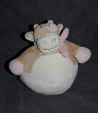?Doudou Culbuto Vache Lola NOUKIES NOUKIE'S NOUKY Rose Brun Blanc Peluche 20 Cm
