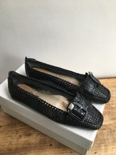MOCASSINS CUIR TRESSÉ NOIR, POINTURE 37, "IVOIRE"
