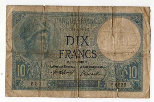 Billet francs minerve 1918 - billet,