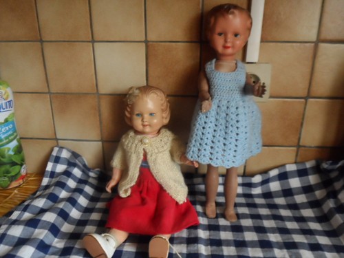 Deux poupée ancienne - ancienne, cheveux