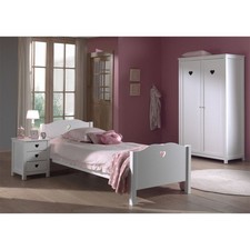 Pack - Lit Enfant, Chevet & Armoire 2 Portes "Amori" Blanc