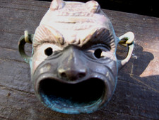 lampe à huile bronze DECORS MASQUE  THEATRALE  ROMAIN