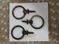 3 anciennes poignées à anneaux pour tiroirs portes meuble commode laiton d3,2 cm