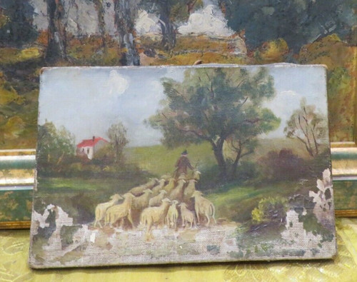 Ancien petit tableau huile - ancien,