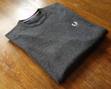 Pull homme col rond en laine/coton Fred Perry taille S gris NEUF