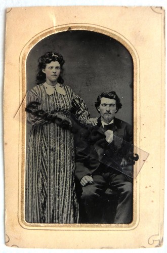 Ferrotype photo jeune couple - ferrotype,
