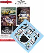 DECALS 1/24 REF 0653 ALPINE RENAULT A110 LARROUSSE TOUR DE CORSE 1975 WRC RALLYE