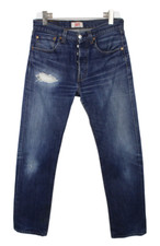 JEANS LEVI'S 501 Droit À Bouton Homme W31/L34 Déchiré Foncé Bleu