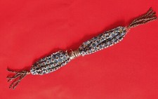 BOURSE PORTE-LOUIS D’OR XIXè NAPOLÉON III BRODERIE DE PERLES BLEU TURQUOISE