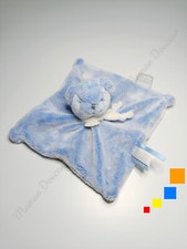 Doudou Plat/Mouchoir Carré Ours Bleu Blanc Chiné J'aime Mon Doudou Et Compagnie