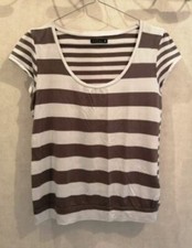 T-shirt rayé blanc et taupe viscose elasthanne T36 Bréal (2205089) 