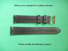 18mm BRACELET CUIR VÉRITABLE FACON LÉZARD TÉJU NOIR BELLE FABRICATION FRANCAISE