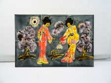 6 CARREAUX FAIENCE R LEDUC VALLAURIS TABLEAU DECOR GEISHA TILES FLIESEN