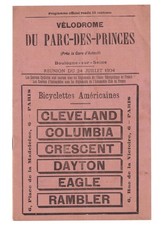 Programme du  Vélodrome du Parc des Princes du  24 juillet 1904