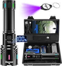 Lampe Torche LED Puissante 500k Lumens Rechargeable USB Étanche Zoom Camping