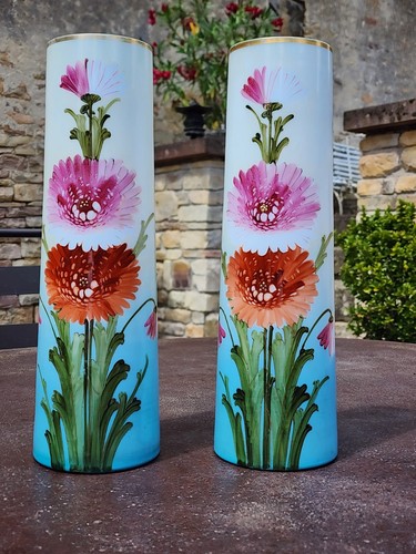 Paire vase 1900 opaline - vase,