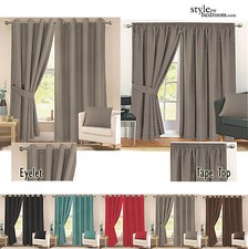 Paire Entièrement Doublé Jacquard Diamant Détail Rideaux + Liens En 11 Tailles &