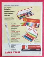 Pub de presse Belge: Couleurs CARAN D'ACHE Gouache Neocolor Prismalo BIJOUX 1965