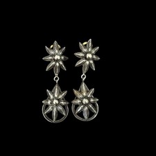 Longues Boucles d’oreilles Clips Ancienne pendantes florale vers 1950 vintage